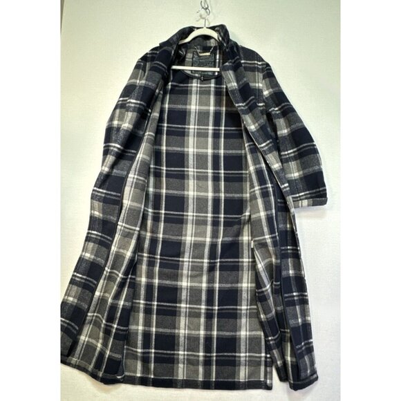 Buffalo David Bitton Womens Plaidical Long Coat L/G Blue Gray Fleece - Picture 12 of 16